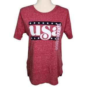 Royce Brand Heathered Red USA Graphic Patriotic High Low T-Shirt Small NEW
